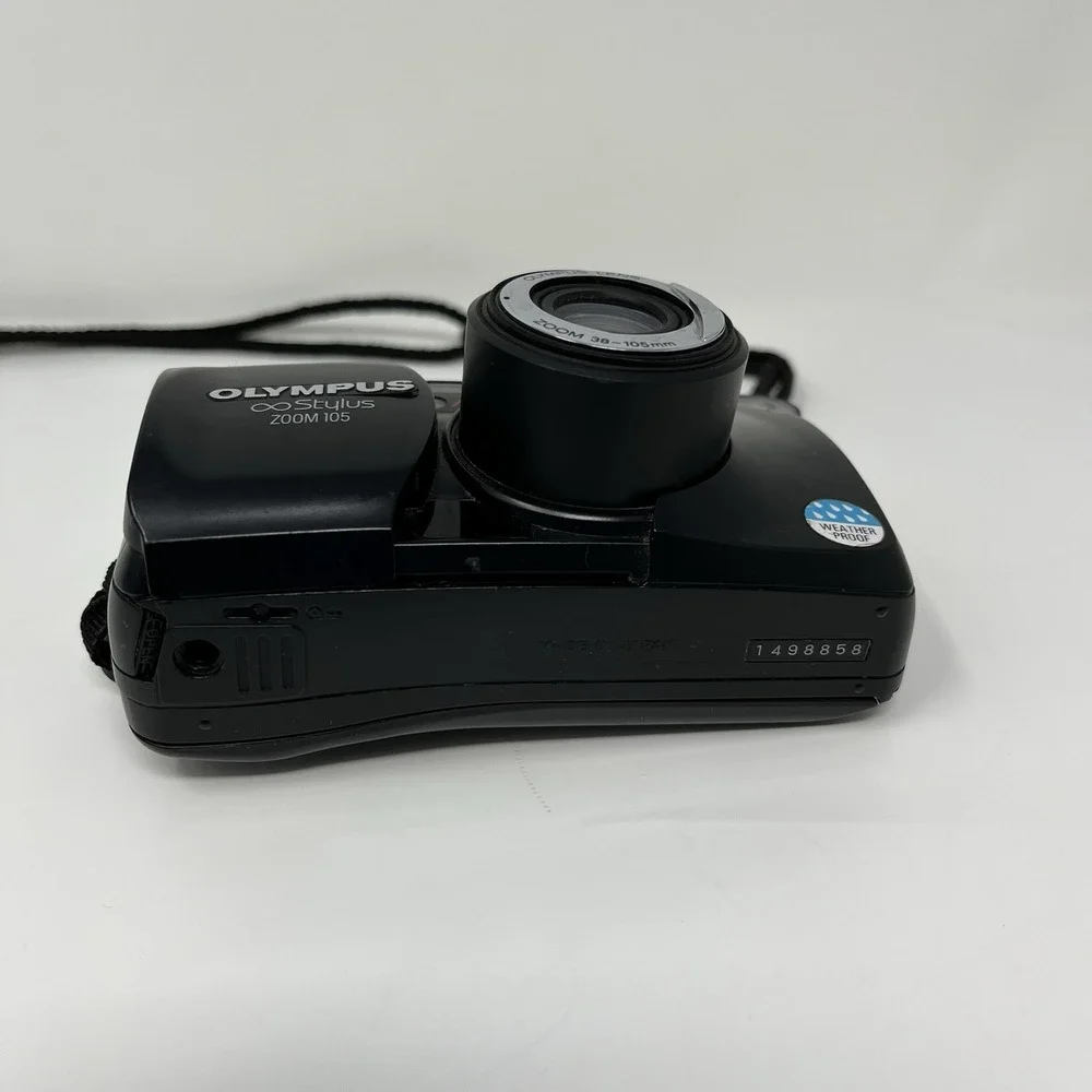 Olympus Infinity Stylus Zoom 105 35mm Film Camera Black - FOR PARTS (Stuck Lens)